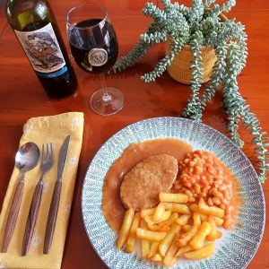 Steaklet Chips n Beans